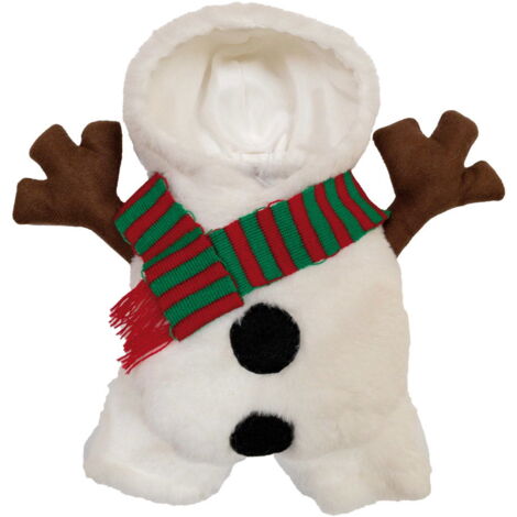40 cm: Vestito per Natale con cappuccio modello Xmas Snowman per cani