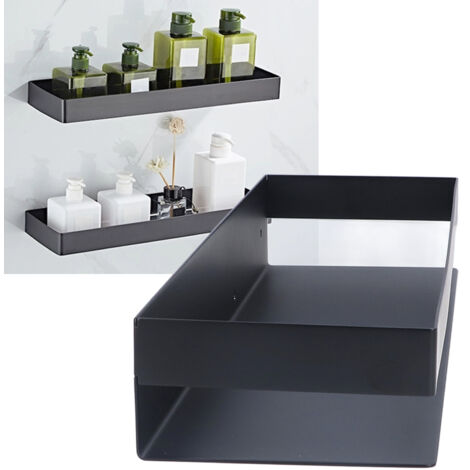 40 cm Wandregal für Badezimmer, moderner, schlichter Stil, Edelstahl, korrosionsbeständig, wasserfest, mattschwarz, für Küche oder Schlafzimmer