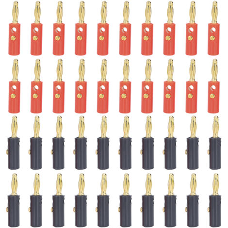 40 conectores banana universales, conector de cable de altavoz chapado en oro de 4 mm, cable rojo/negro de 2-5 mm