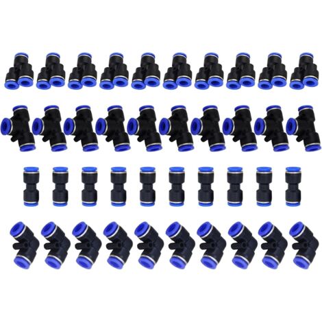 40 Connecteur Pneumatique,1/4" OD 6mm,Raccord Rapide Droit Coudé T Y,Système Air Comprimé