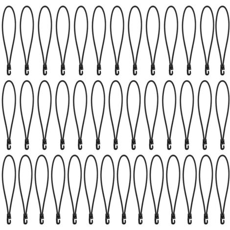 40 cuerdas elásticas con ganchos, cuerda telescópica de 25 cm de alta elasticidad con tensor de goma y gancho, adecuada para tiendas de campaña.