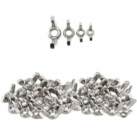 40 dadi a farfalla in acciaio, dadi a farfalla in acciaio inox, dadi a farfalla assortiti, M4 M5 M6 M8 -