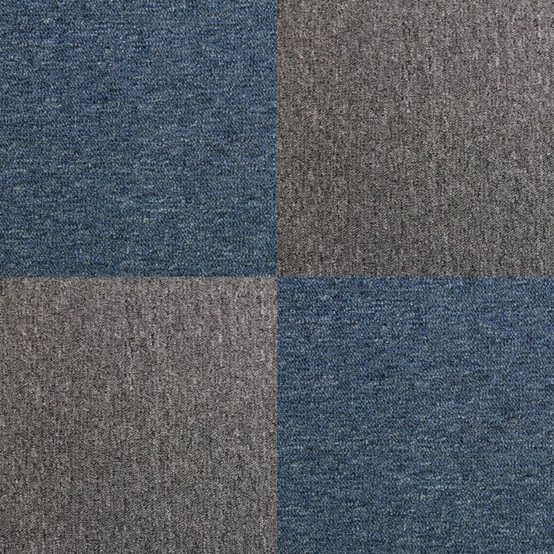 Monster-shop - Dalle de Moquette Ultra-Résistant Couleur Bleu Tempête & Anthracite pour Usage Professionnel, 2 Paquets de 20 Dalles de 50cm x 50cm