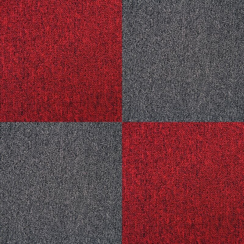 Monster-shop - Dalle de Moquette Ultra-Résistant Couleur Charbon Noir & Rouge Écarlate pour Usage Professionnel, 2 Paquets de 20 Dalles de 50cm x