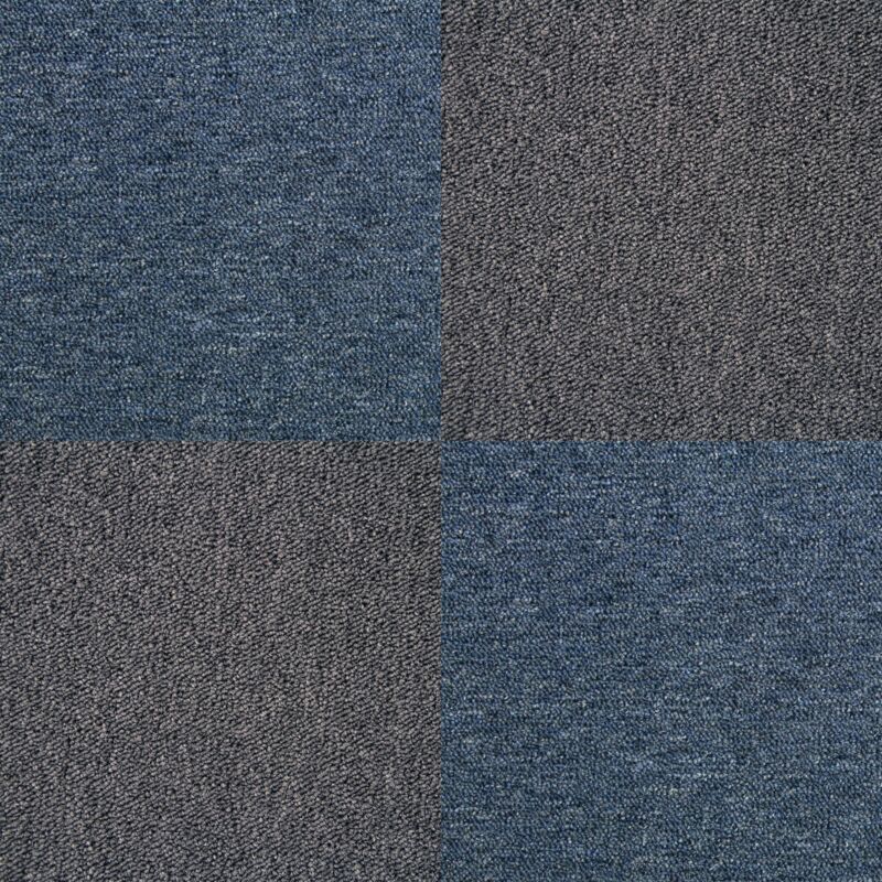 Dalle de Moquette Ultra-Résistant Couleur Noir Charbon & Bleu Tempête pour Usage Professionnel, 2 Paquets de 20 Dalles de 50cm x 50cm (Superficie de