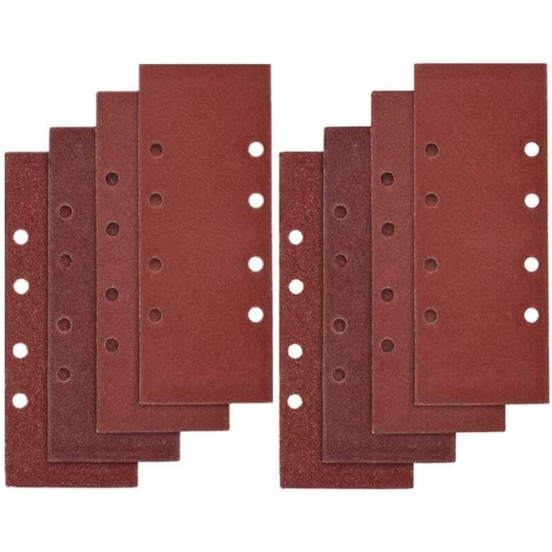 KZQ - 40 feuilles de papier de verre 93x185 mm adaptées pour 8 trous de grains abrasifs P40, P60, P80, P100