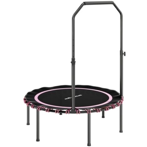40" Foldable Fitness Trampoline Rebounder with Handle,Mini Jumper for Indoor Exercise Workout, Pink