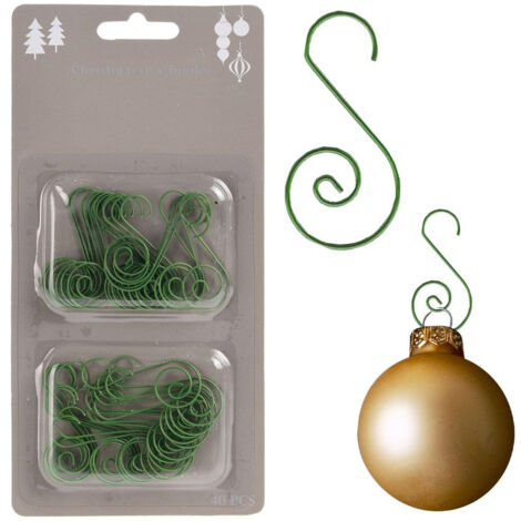 40 GANCI IN METALLO VERDE PER PALLINE DI NATALE ADDOBBI ALBERO ACCESSORI