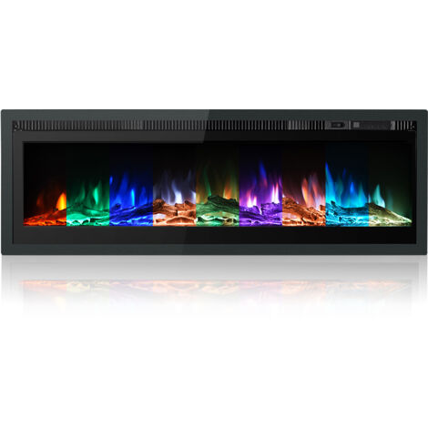40-Inch Electric Fireplace, 900W/1800W Wall - Mount or Freestanding, Metal - Paneled Heater with a Variety of Colorful Flames, Remote - Controlled, and Embellished with Crystals