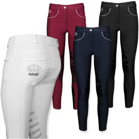 40 IT, Blu: Pantaloni da donna con grip al ginocchio modello Queen