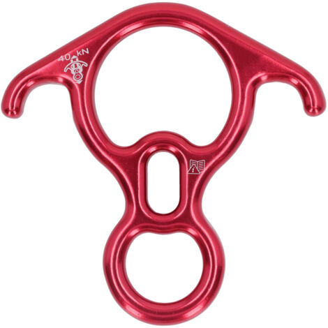 40 kN Sicherungsplatte aus Aluminiumlegierung für Kletter- und Sicherheitsausrüstung, Bullenhornform, rot