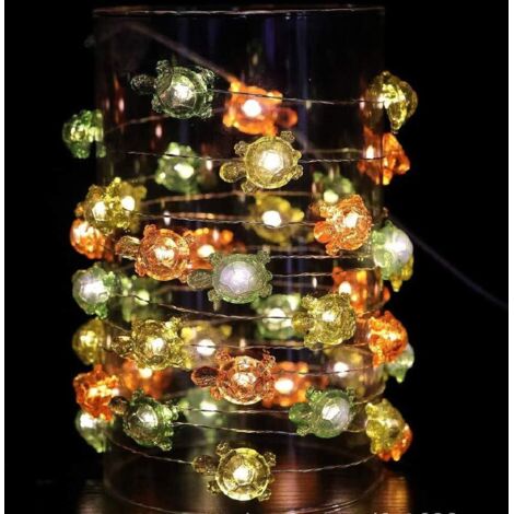 40 LED-Lichterkette mit Schildkrötenmotiv, wasserdicht, USB-betrieben, 8-teilig