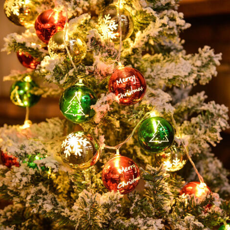 40 LED String Lights Battery Operated 40 Christmas Balls "Merry Christmas" String Lights, IP43 for Indoor and Outdoor Lighting