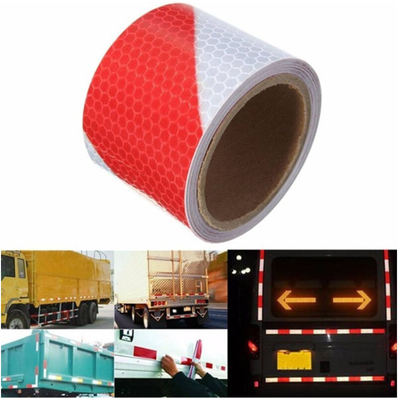 Trade Shop - 40 METER HOCHSICHTBARES ROT-WEISSES LKW-AUTO-REFLEXIONSBAND -