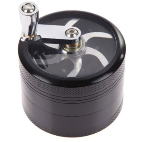 40-mm-Gewürzmühle mit vier Mahlstufen aus Zinklegierung, mit Kurbel und Griff, schwarz