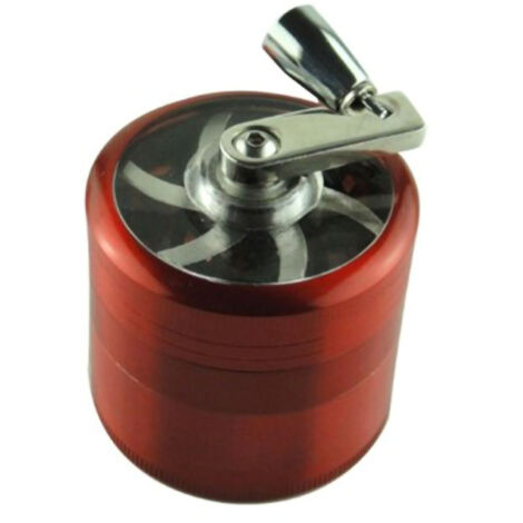 40-mm-Gewürzmühle mit vierstufiger Handbedienung aus Zinklegierung mit roter Kurbel