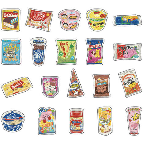 40 niedliche Lebensmittelaufkleber für Planer, Etiketten, Scrapbooking und Alltagsgegenstände
