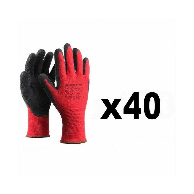 40 Paires de gants de protection manutention générale smart grip rouge Kapriol Taille: 9