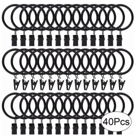 40 Pcs 38mm Clip On Curtain Rings Heavy Duty Strong Hanging Drapery Drapes Clip for Hotels Restaurants Bars