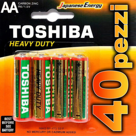 40 Pcs Aa Piles Alcalines Toshiba R6 1.5 V Economy Pack