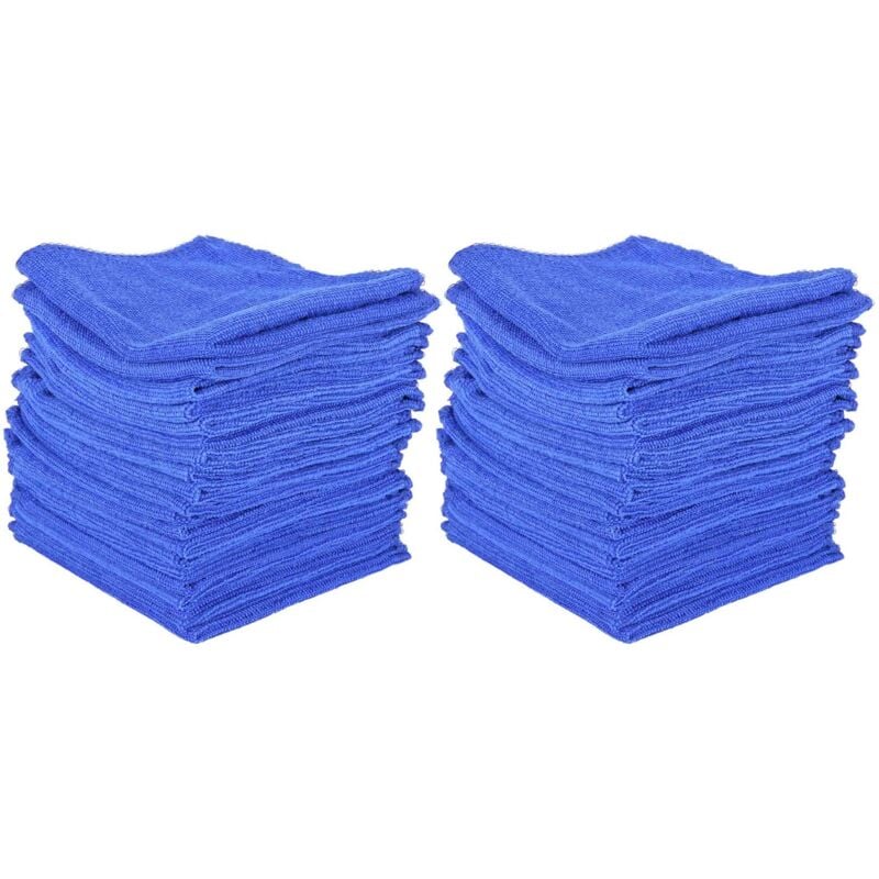 40 Pcs Absorbant Microfibre Serviette Voiture Maison La Cuisine Laver Nettoyer Lavage Tissu Bleu