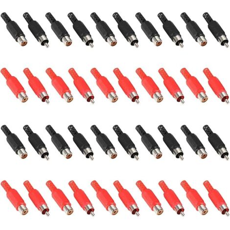 40 Pcs Adaptateur de prise RCA à souder, connecteur audio vidéo de remplacement, prise RCA mâle et femelle