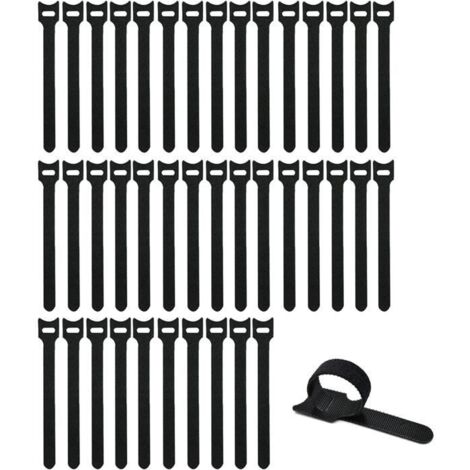 40 Pcs Attaches Cables, Réutilisables Sangles Câble Serre câbles en Nylon Microfibre Organisateur Reglable Collier de Serrage A79