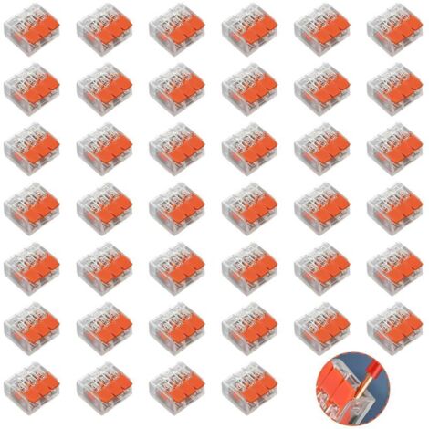 40 PCS Bornes de Connexion, Connecteur Electrique 4.0 mm² Orange Type Quick Plug-in Terminals Compacts Rapide Cosses Transparent Modèle Compact Bornes de Lustre pour Câblage Domestique et Automobile