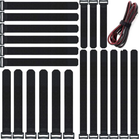 40 PCS Colliers de serrage réutilisables, Attache Cable Noir2 cm x 35 cm/30 cm/20 cm/15 cm (Chaque 10 PCS), Attache Câble en Nylon Réglables