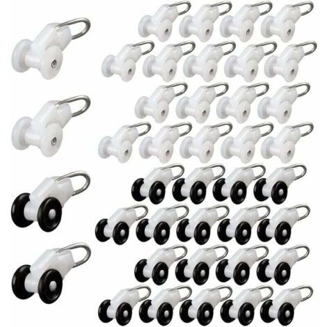 40 pcs Enrouleur de tringle à rideau Enrouleur de tringle à rideau Pergola Crochet Enrouleur de tringle à rideau Poulie métallique Crochet coulissant Enrouleur de tringle à rideau Enrouleur de tringle