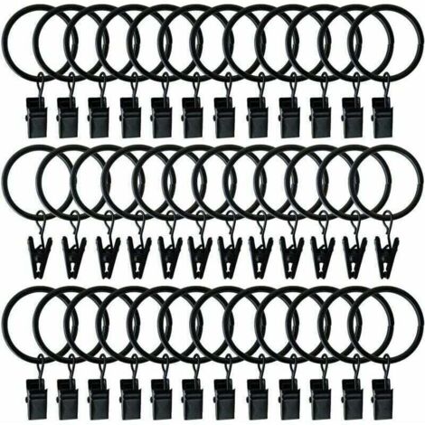 40 Pcs Rideau Crochets Anneaux de Douche Crochets décoratifs de Rideau de Douche Glissement Crochets (Black)