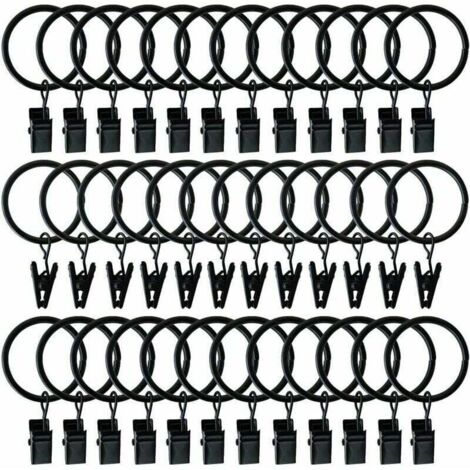 40 Pcs Rideau Crochets Anneaux de Douche Crochets décoratifs de Rideau de Douche Glissement Crochets (Black)