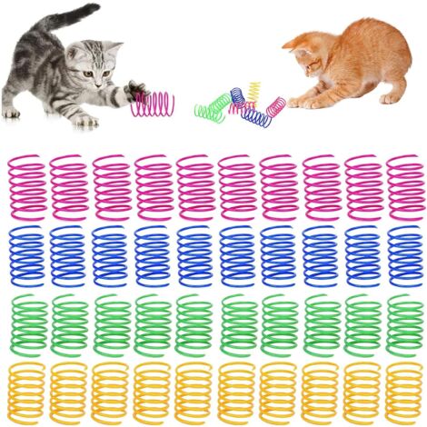 40 Pcs Spring Cat Toys Suitable for Cat and Kitten, Cat Plastic Spiral Spring Toy, Cat Toys, Spring Cat Toy Is A Good Gift for Your Cat (4 Color)