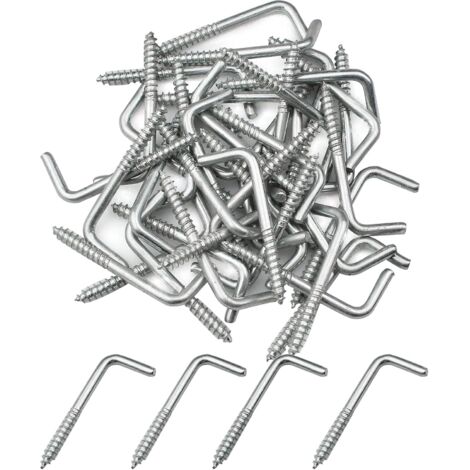 40 Pcs Vis à Crochet en L Multifonctionnel Crochet a Visser Vis à Crochets Carrés en Acier au Carbone pour Suspendre Plantes, Ustensiles de Cuisine, Carillons Éoliens, Lampes