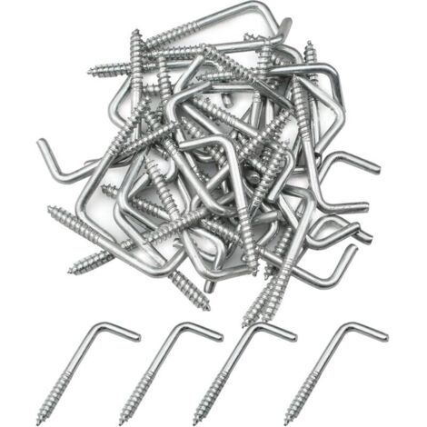 40 Pcs Vis à Crochet en L Multifonctionnel Crochet a Visser Vis à Crochets Carrés en Acier au Carbone pour Suspendre Plantes, Ustensiles de Cuisine, Carillons Éoliens, Lampes