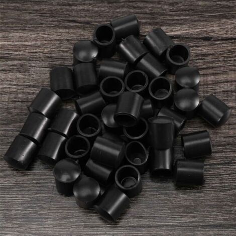 40-Piece Black Rubber Tube Caps, 10mm Tips
