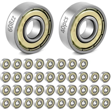 40 pieces 608zz ball bearings, for skateboards, scooters, inline skates, 8 mm x 22 mm x 7 mm