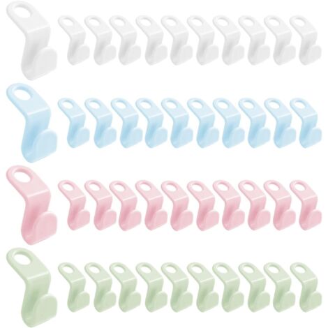 40 Pièces Cintre Gain de Place, Crochet Cintre Plastique, Crochet Gain De Place pour Cintre, en Cascade de Garde Robe, Organisateur pour Penderie Économie D'espace