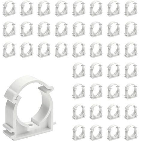 40 Pièces Collier de Serrage 16 mm en Plastique,Clip pour Tuyau Ø16,Collier de Serrage en U en PVC,pour Fixation de Tuyaux Vides,Conduites D'eau(Blanc,Montage Mural Possible)