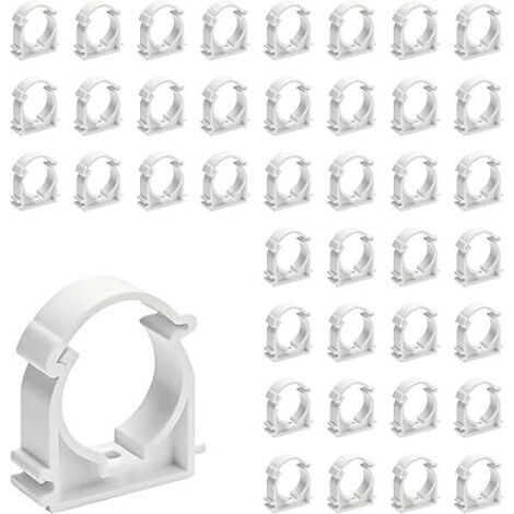 40 Pièces Collier de Serrage 16 mm en Plastique,Clip pour Tuyau Ø16,Collier de Serrage en U en PVC,pour Fixation de Tuyaux Vides,Conduites D'eau(Blanc,Montage Mural Possible)
