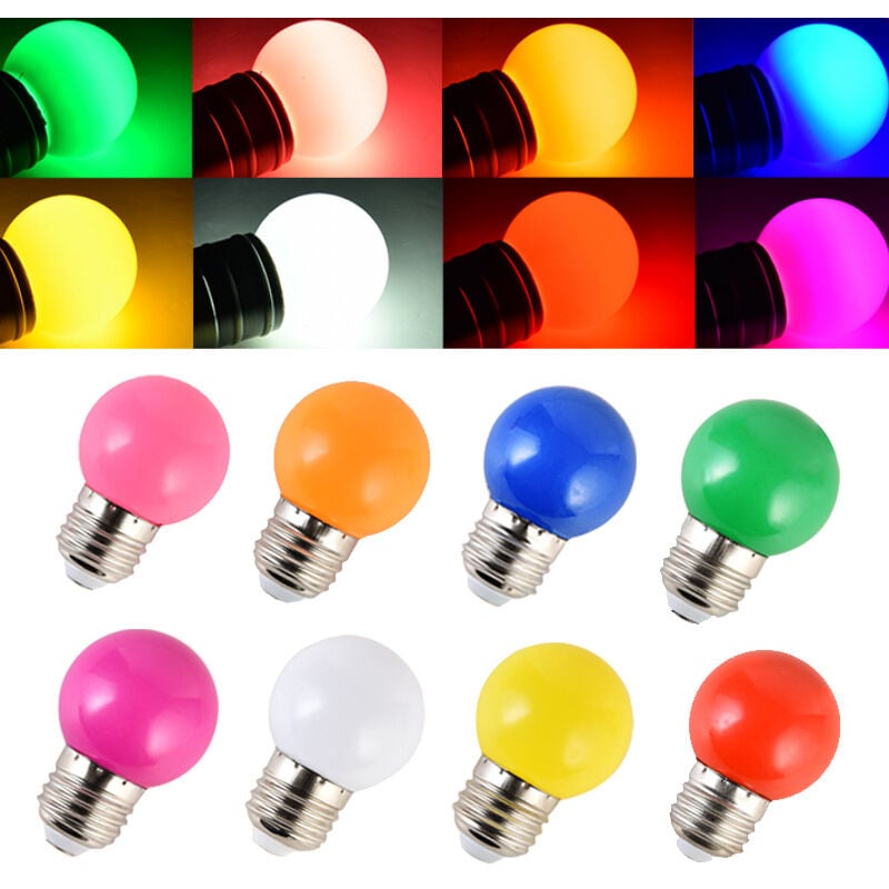 Crea - 40 pièces d'ampoules colorées scène de Noël chapiteau rouge décoration de vacances led colorée petite bulle de couleur e27led1w ampoule