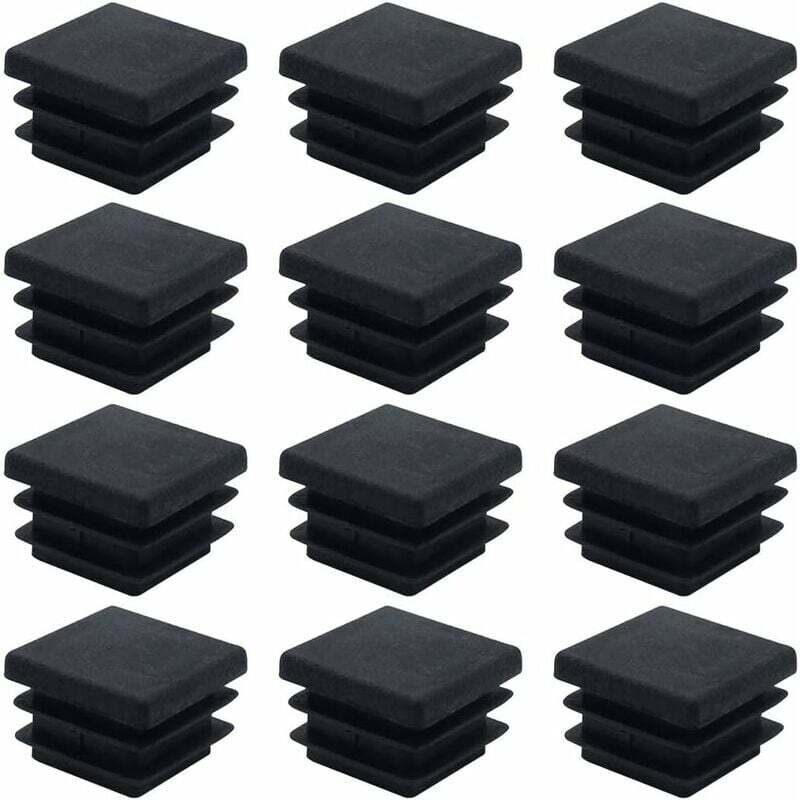 40 Pièces Embouts Carrés pour Meubles Bouchons de Tube Carrés en Plastique 20mm x 20mm Bouchons de Tube Tapis Antidérapant Embout Rectangulaire Noir