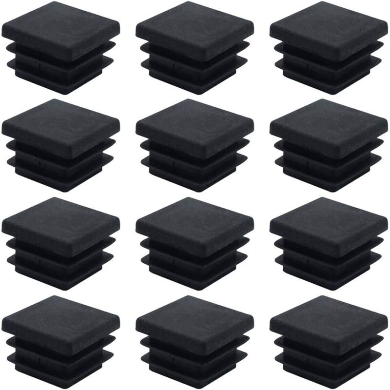 40 Pièces Embouts Carrés pour Meubles Bouchons de Tube Carrés en Plastique 20mm x 20mm Bouchons de Tube Tapis Antidérapant Embout Rectangulaire Noir