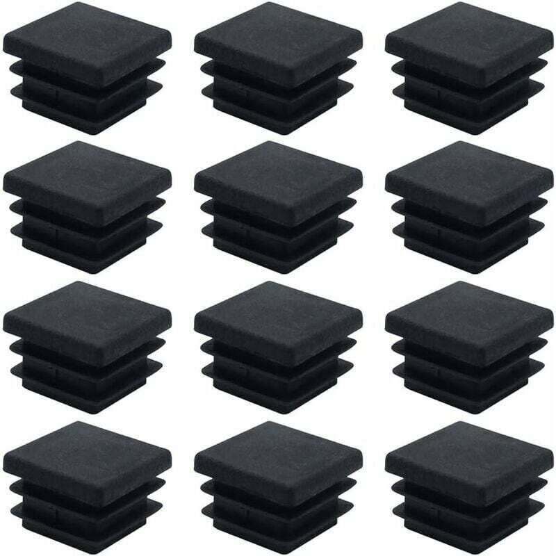40 Pièces Embouts Carrés pour Meubles Bouchons de Tube Carrés en Plastique 20mm x 20mm Bouchons de Tube Tapis Antidérapant Embout Rectangulaire Noir