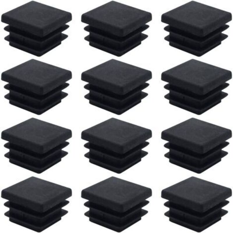 40 Pièces Embouts Carrés pour Meubles Bouchons de Tube Carrés en Plastique 20mm x 20mm Bouchons de Tube Tapis Antidérapant Embout Rectangulaire Noir