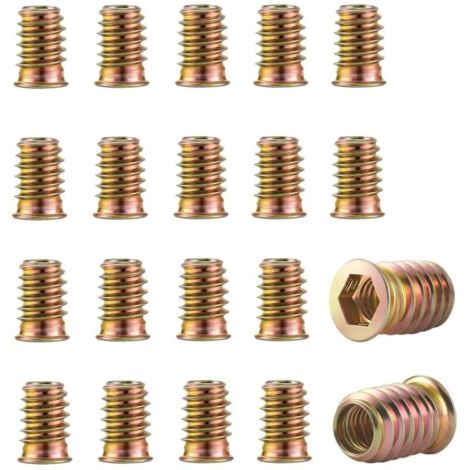 40 Pièces Insert Fileté Bois M8 x 15mm,Inserts d'écrou, Écrou hexagonal fileté en alliage de zinc,écrous à visser,Manchons à Visser,Écrou à Tête pour meubles en bois