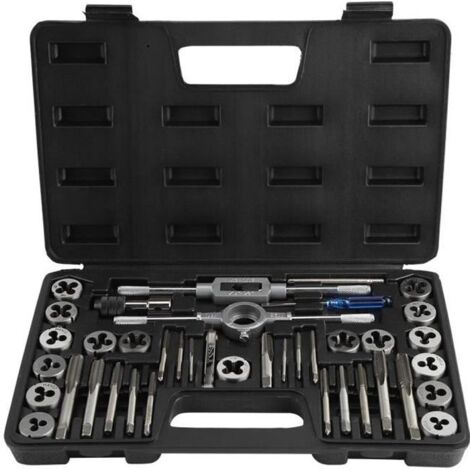 40 pièces M3-M12 taraud à vis et jeu de matrices avec clés et jauge de filetage outils à main robustes HB045 -LES