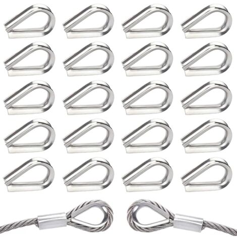 40 Pièces M5 Cosses de Câble Métallique en Acier Inoxydable 304 Cosse Coeur pour Cable Acier pour Câble Métallique 5mm