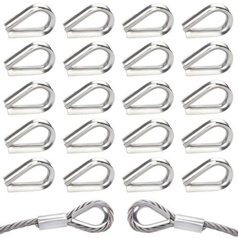 40 Pièces M5 Cosses de Câble Métallique en Acier Inoxydable 304 Cosse Coeur pour Cable Acier pour Câble Métallique 5mm