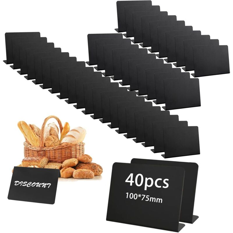 40 Pièces Mini Tableau Noir, Mini Panneaux d'Affichage Petit Tableau Noir Petits Tableaux Noirs pour Buffet Mariage Boulangerie Fête Étiquette de